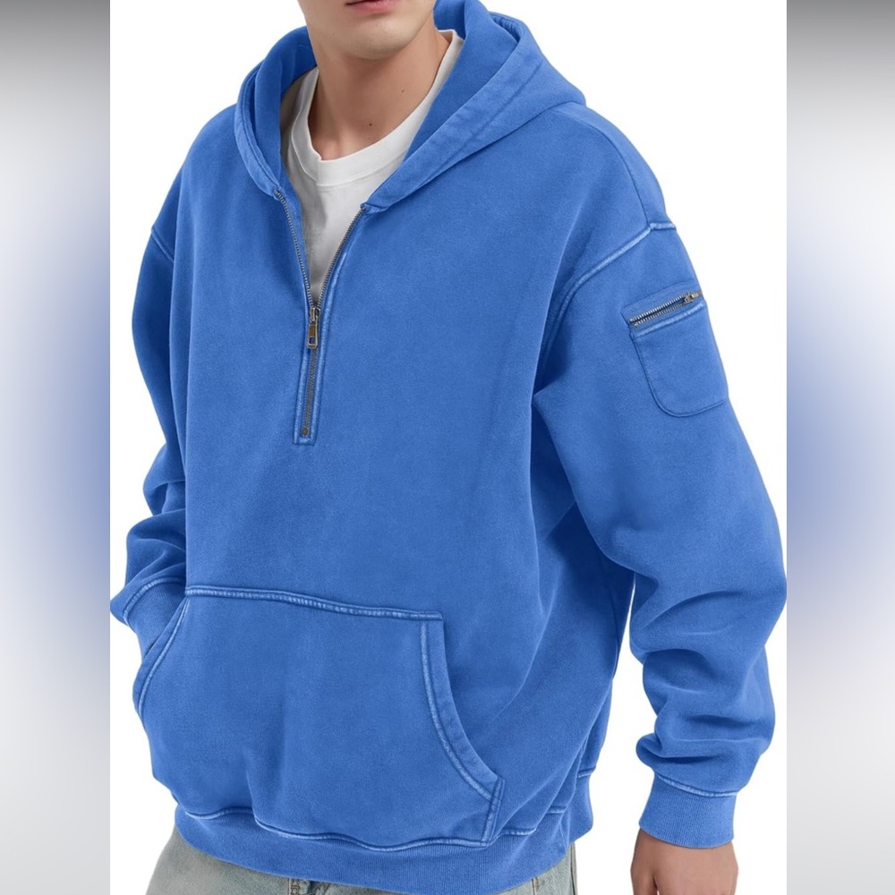 Men's Blue Half-Zip Sweater